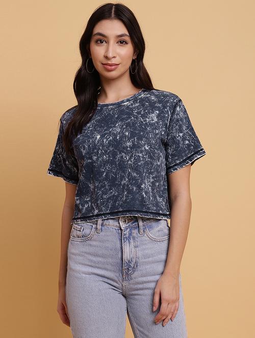 women printed short sleeves crop t-shirt - 21709870 - Standard Image - 0