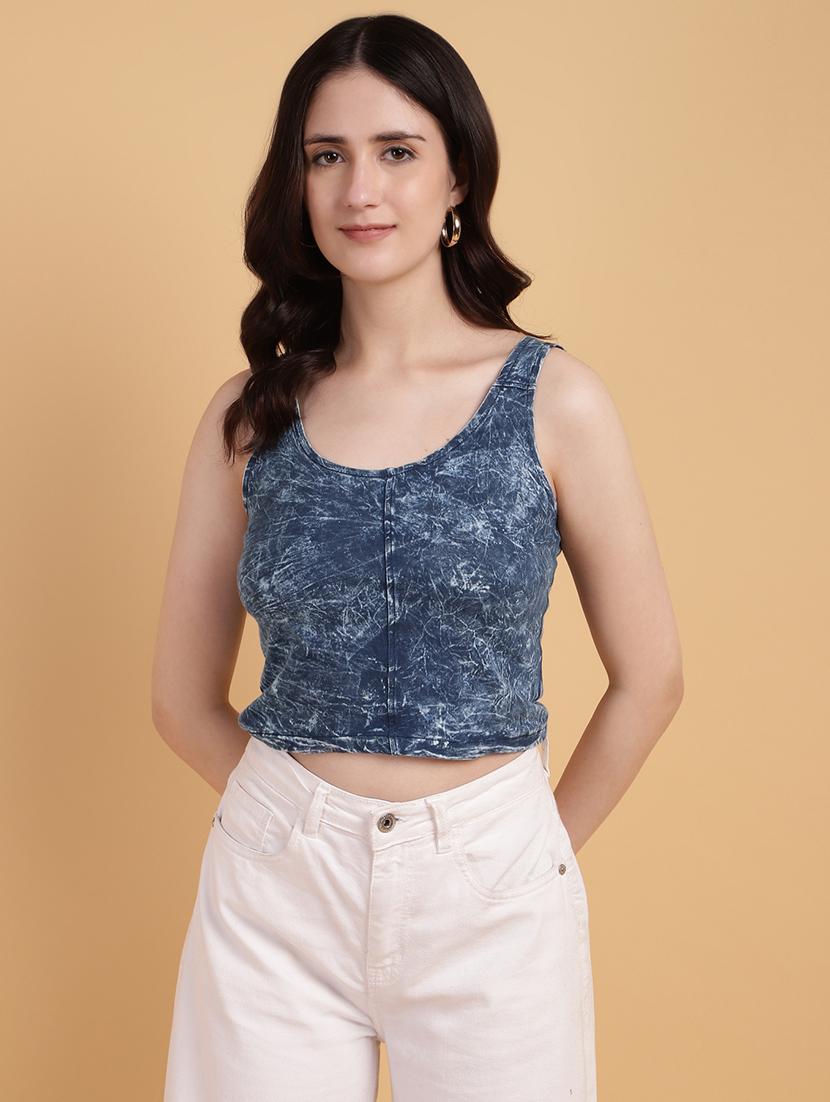 women printed sleeveless crop top - 21709878 - Zoom Image - 0