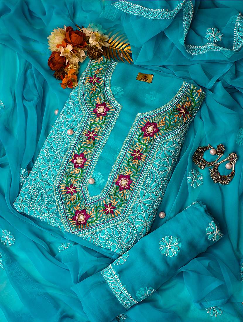women chikankari work unstitched suit - 21710147 -  Standard Image - 1