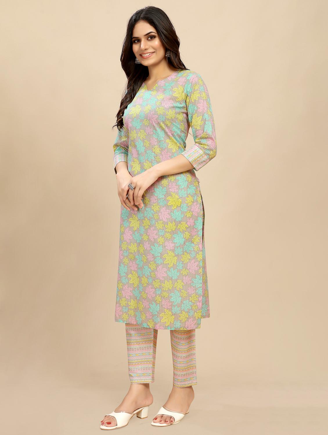 women printed three quarter sleeve straight kurta - 21710273 -  Standard Image - 1