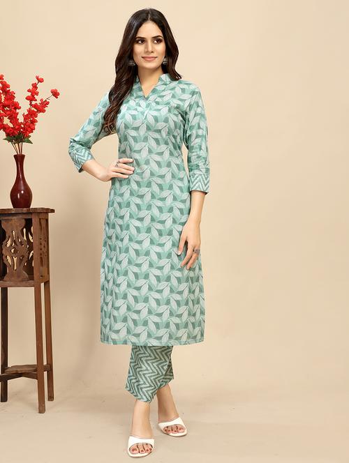 women printed three quarter sleeve straight kurta - 21710275 - Standard Image - 0