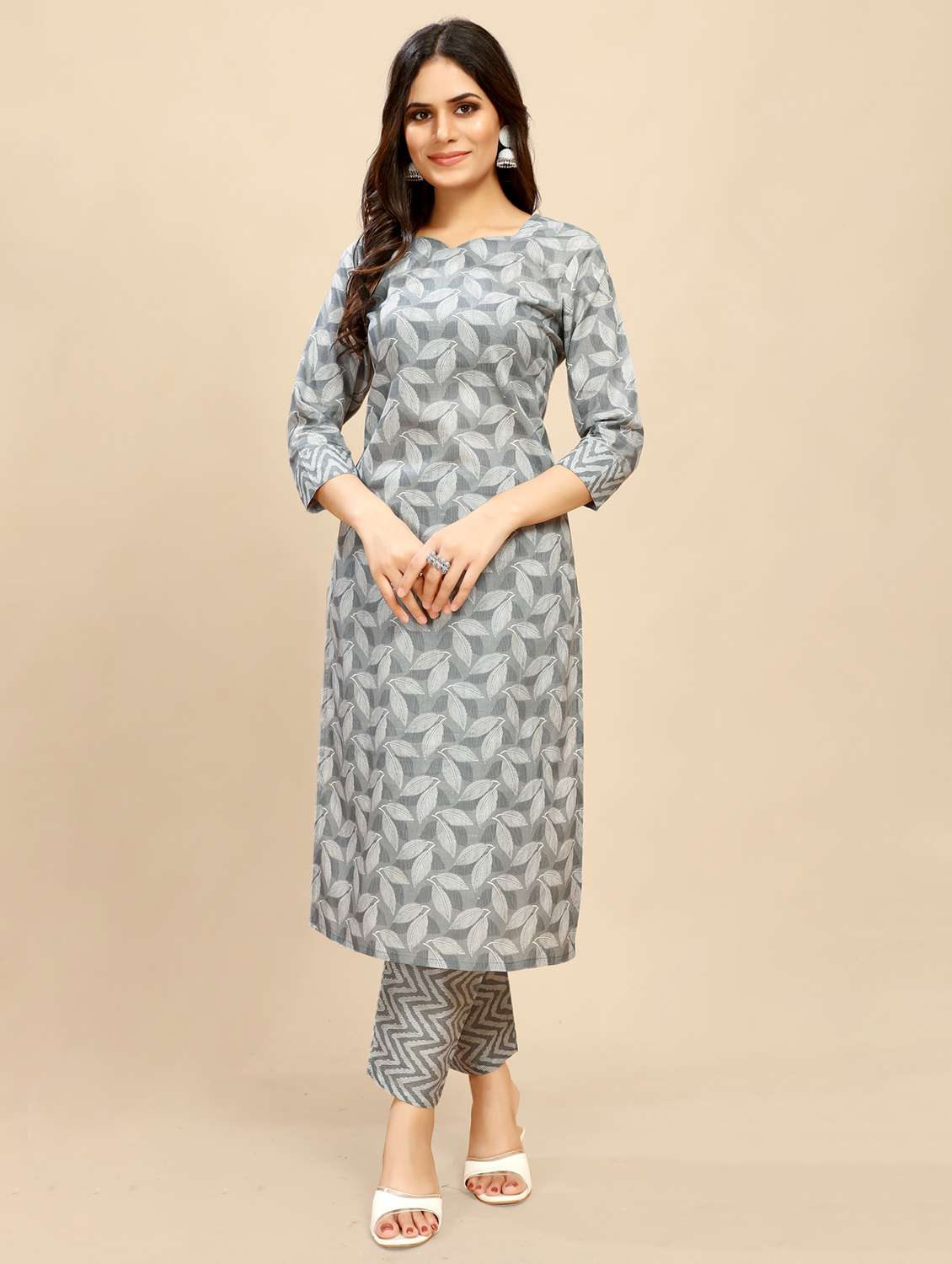 women printed three quarter sleeve straight kurta - 21710276 - Zoom Image - 0