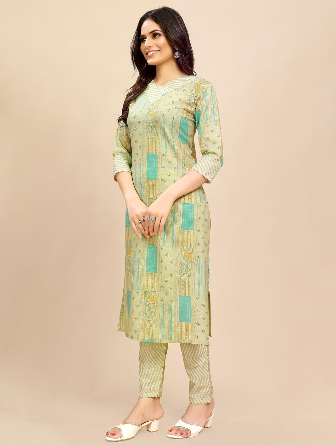 women printed three quarter sleeve straight kurta - 21710279 -  Standard Image - 1