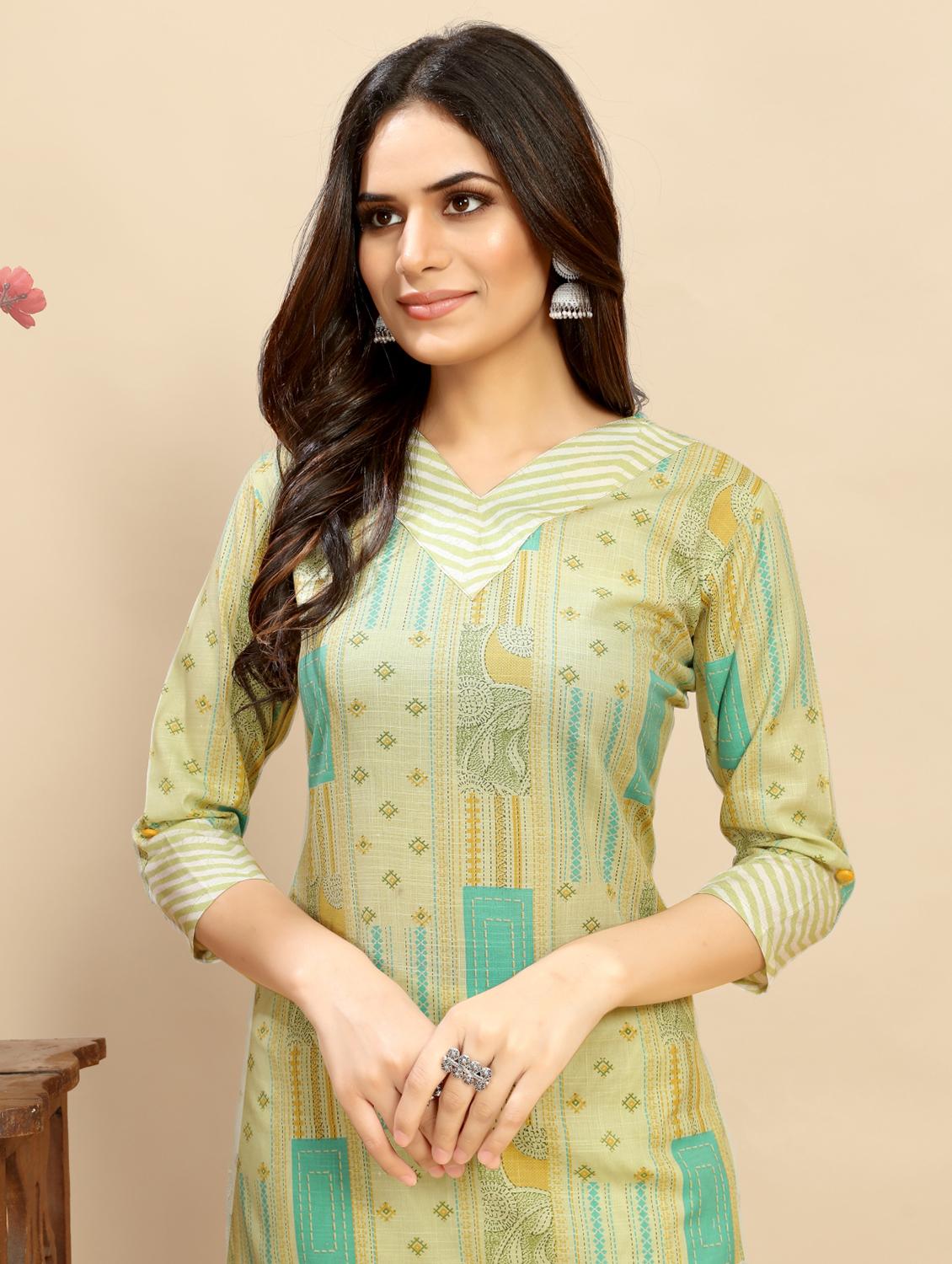 women printed three quarter sleeve straight kurta - 21710279 - Standard Image - 4