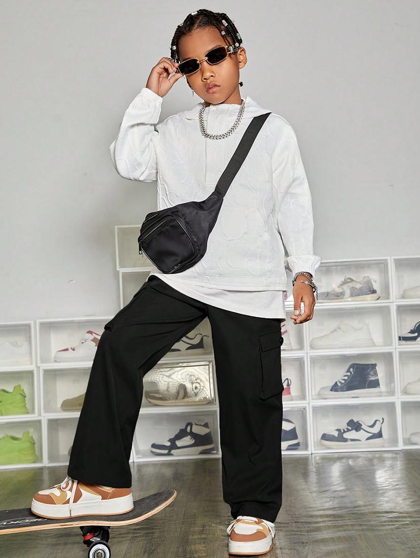 boys mid rise solid cargos - 21710497 - Standard Image - 4
