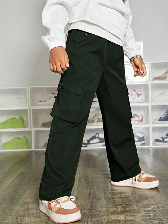boys mid rise solid cargos - 21710499 - Standard Image - 1