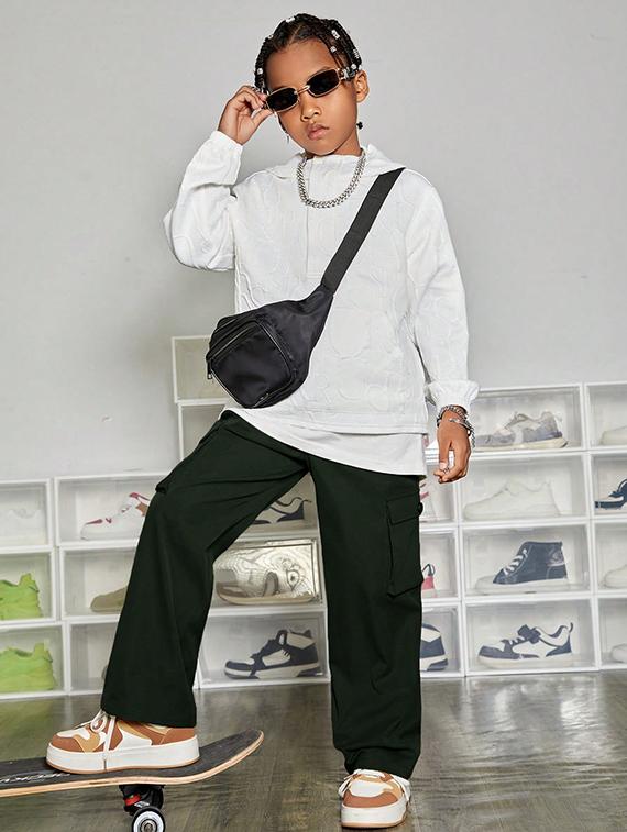boys mid rise solid cargos - 21710499 - Standard Image - 4