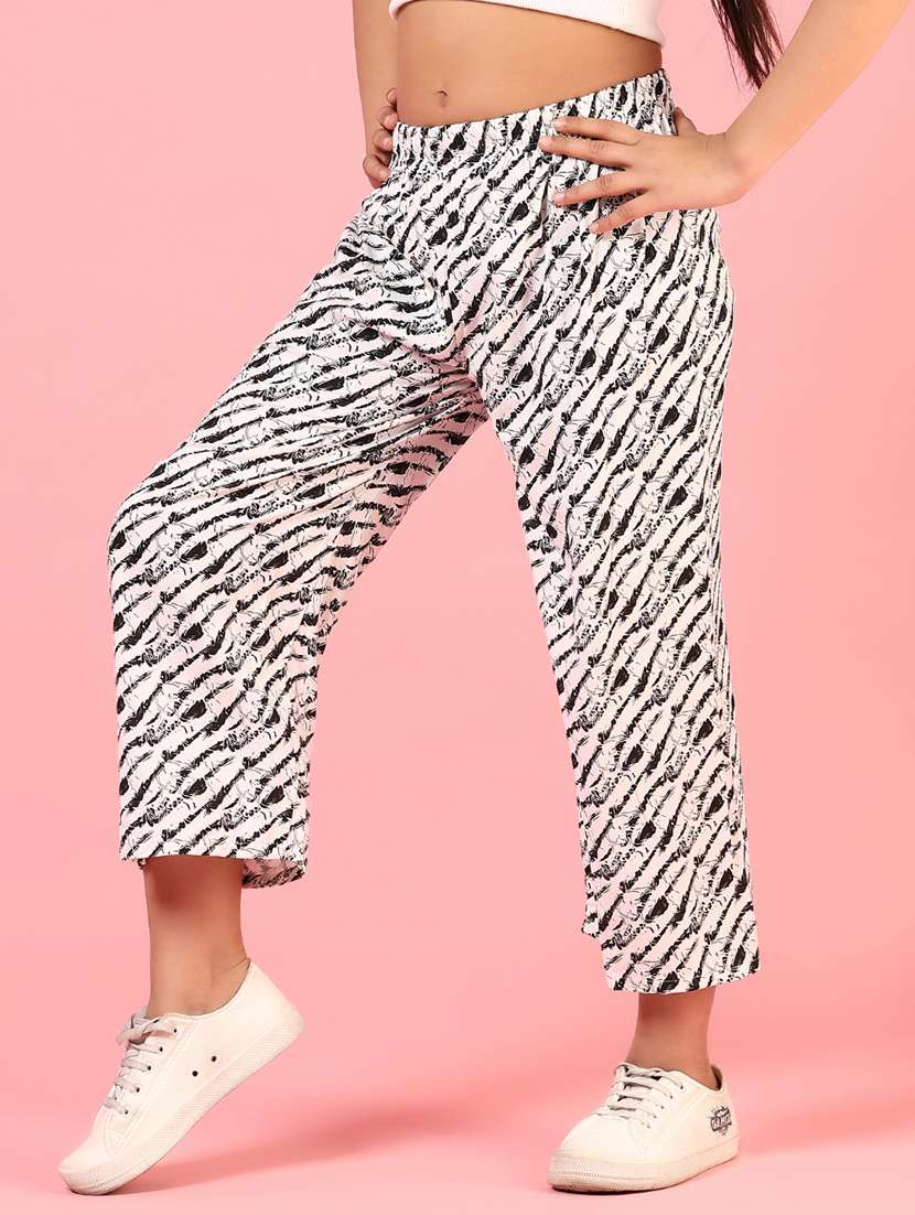 girls printed mid rise casual trouser - 21710612 -  Standard Image - 1