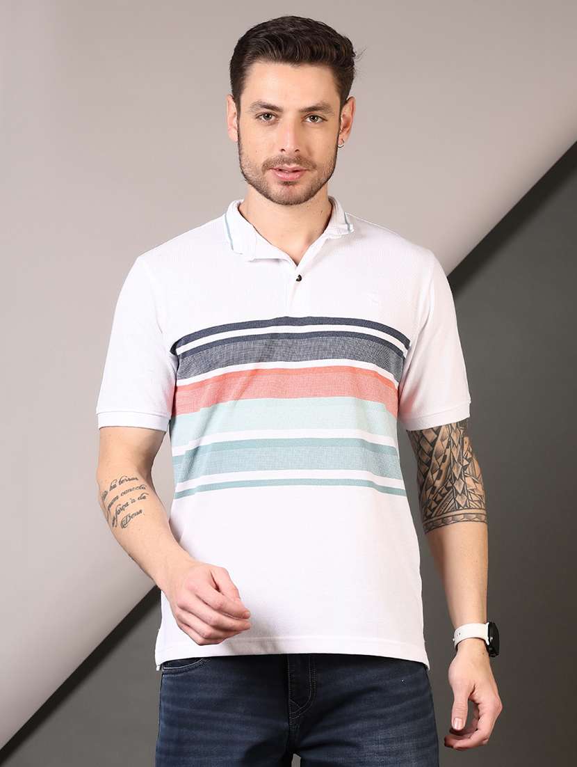 men short sleeves color block polo t-shirt