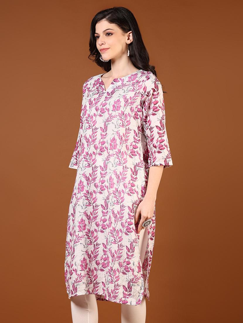 women three quarter sleeve straight kurta - 21710620 - Standard Image - 1