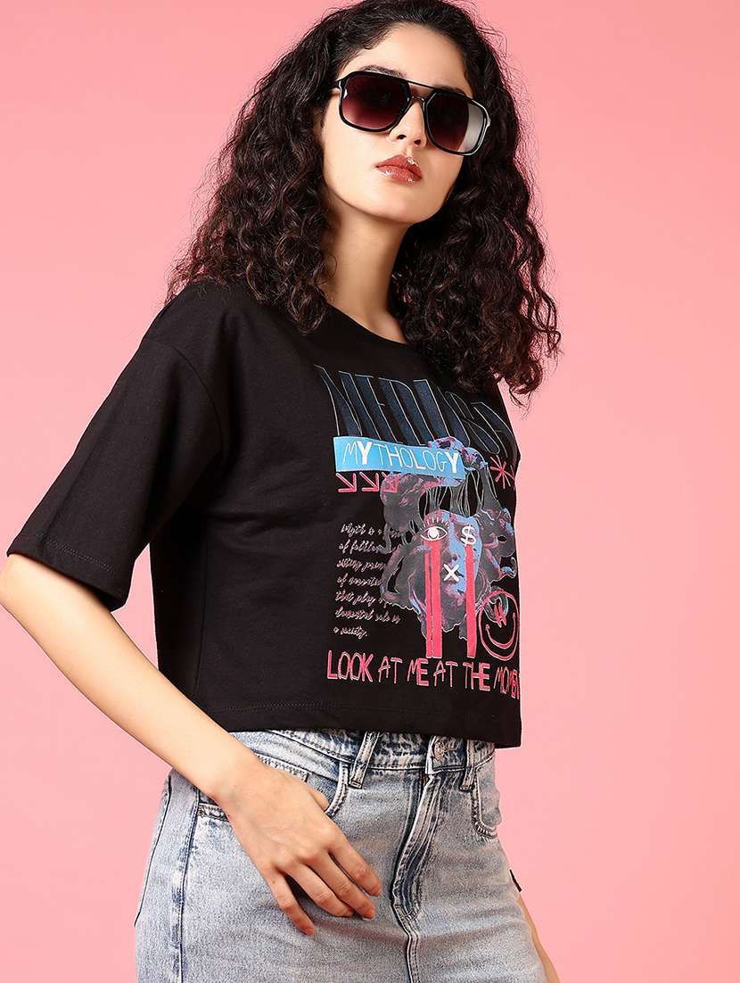 women printed drop shoulder boxy t-shirt - 21710633 -  Standard Image - 1
