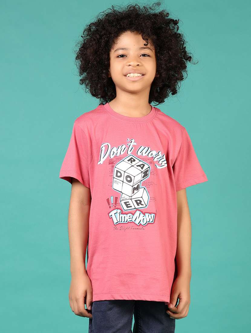 boys front print round neck t-shirt - 21710704 - Standard Image - 1