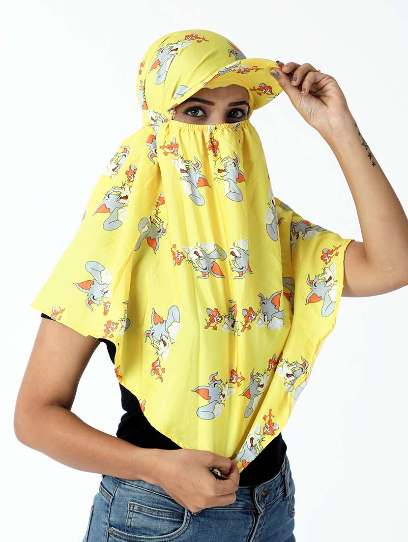 women printed cap scarf - 21710819 -  Standard Image - 1