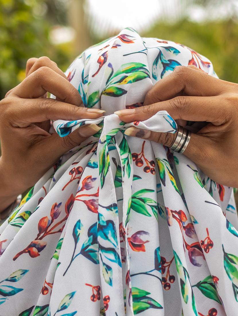 women printed cap scarf - 21710831 - Standard Image - 1