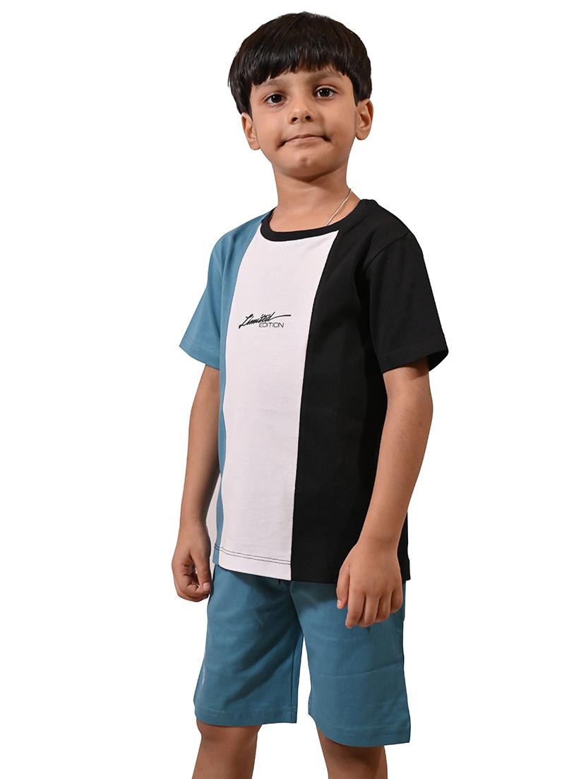 boys color block round neck t-shirt - 21710890 - Standard Image - 1