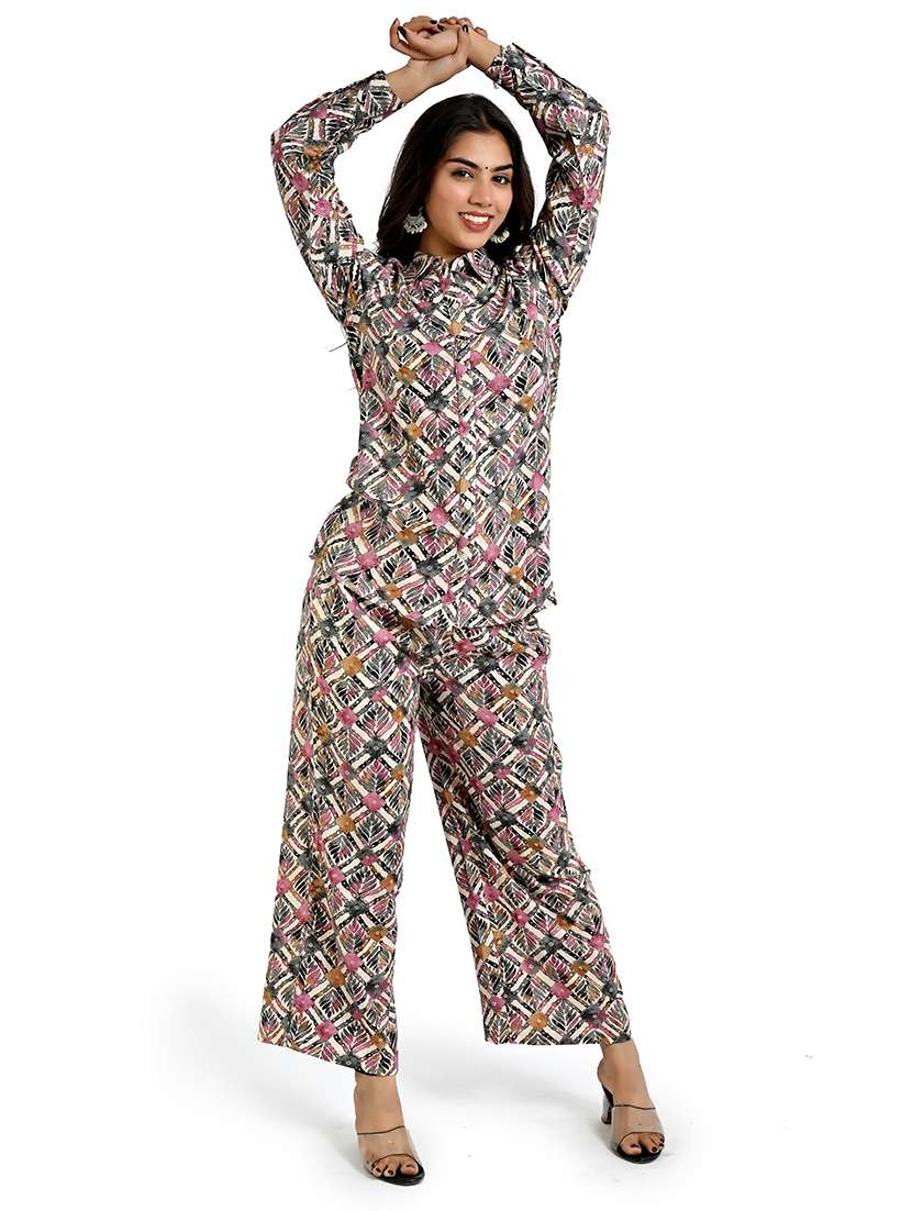 women multi color printed co-ords set
