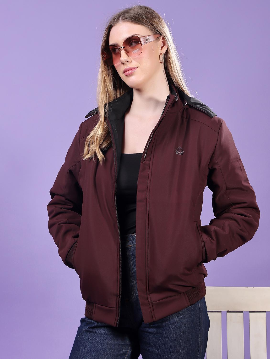 women long sleeves solid bomber jacket - 21710973 -  Standard Image - 1