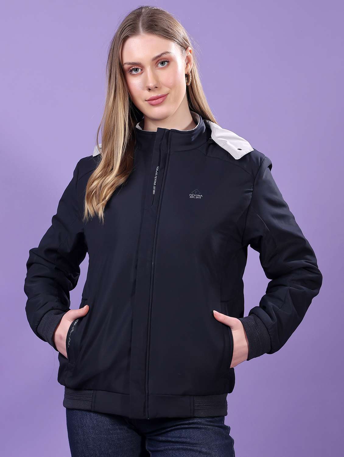 women long sleeves solid bomber jacket