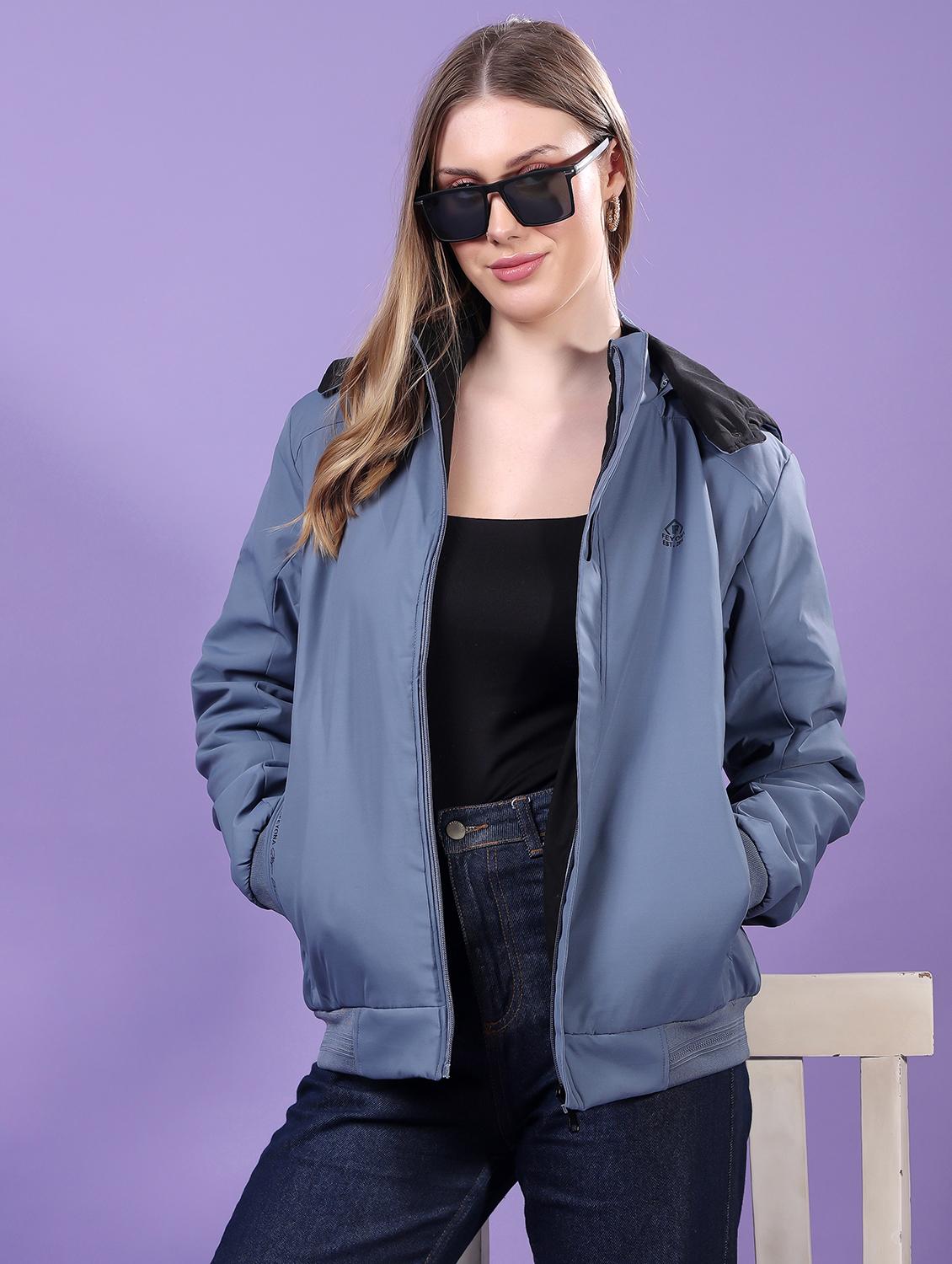 women long sleeves solid bomber jacket - 21710976 - Standard Image - 1