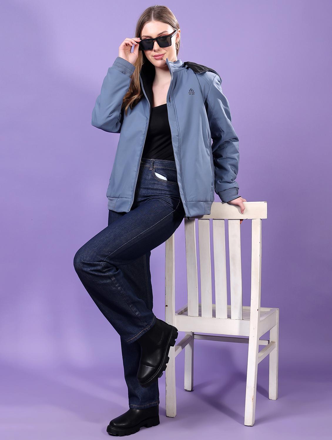 women long sleeves solid bomber jacket - 21710976 - Standard Image - 4