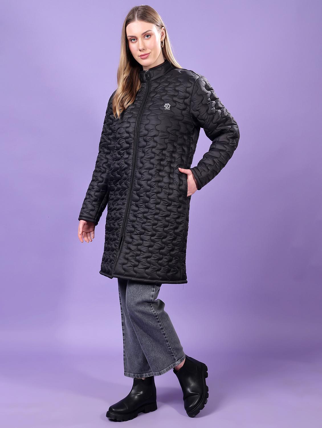 women long sleeves solid quilted jacket - 21710978 - Standard Image - 1