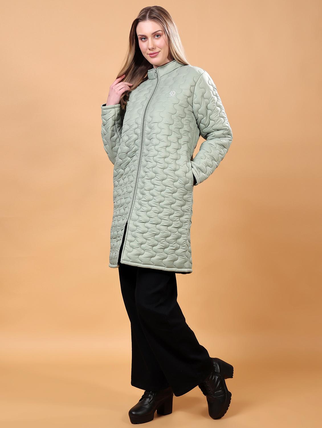 women long sleeves solid quilted jacket - 21710981 - Standard Image - 1