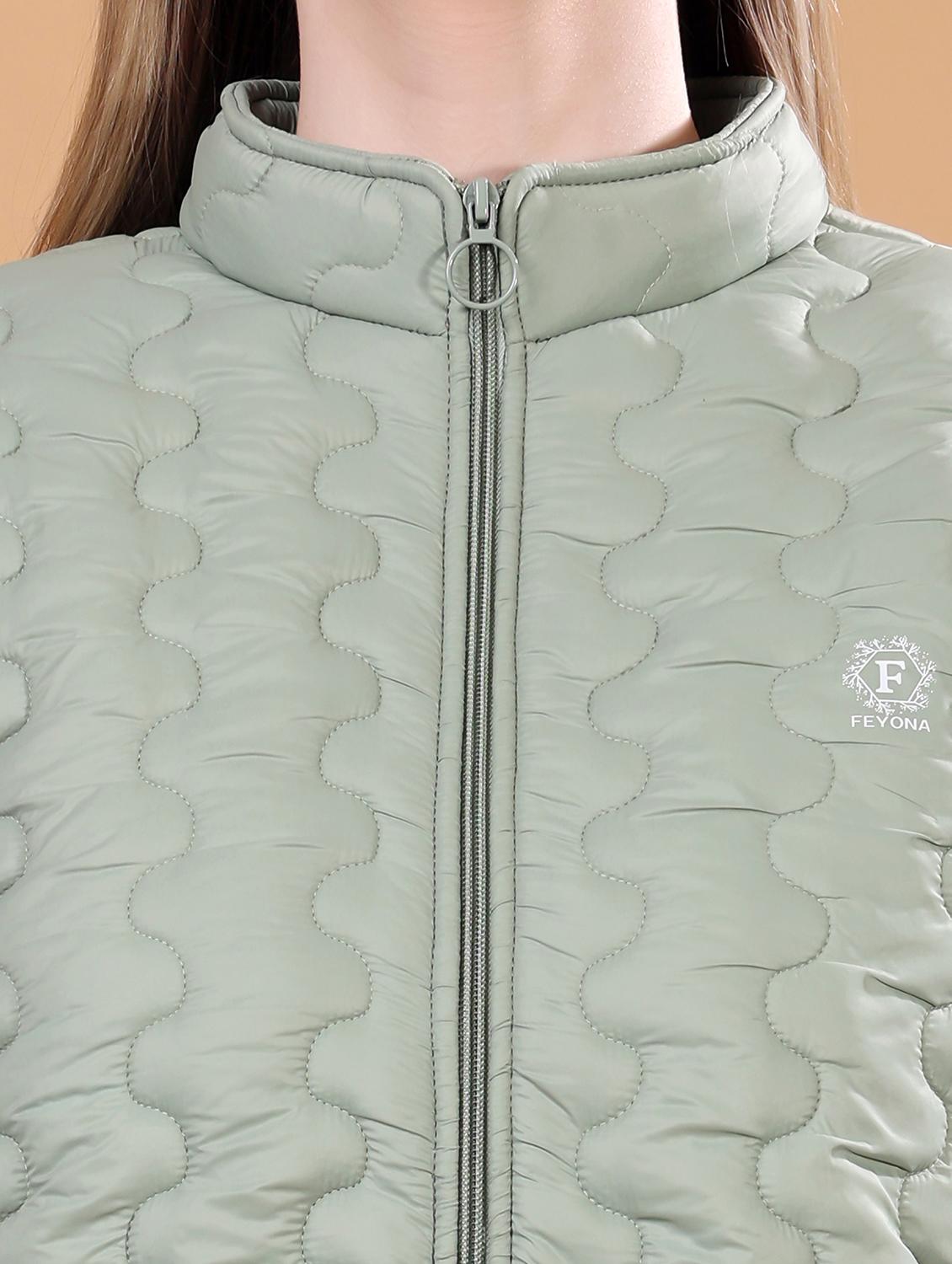 women long sleeves solid quilted jacket - 21710981 - Standard Image - 4