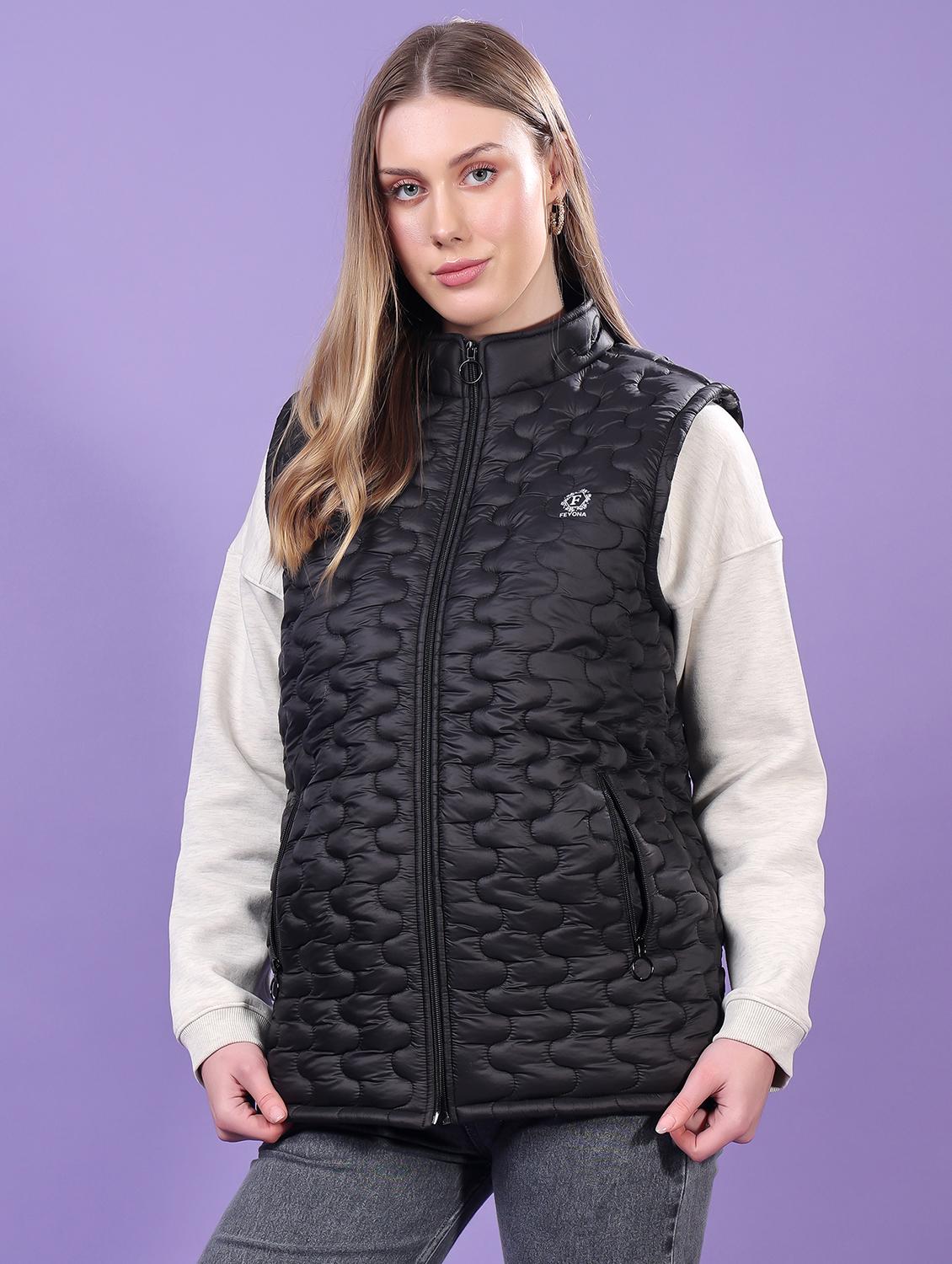 women sleeveless solid quilted jacket - 21710982 - Standard Image - 1