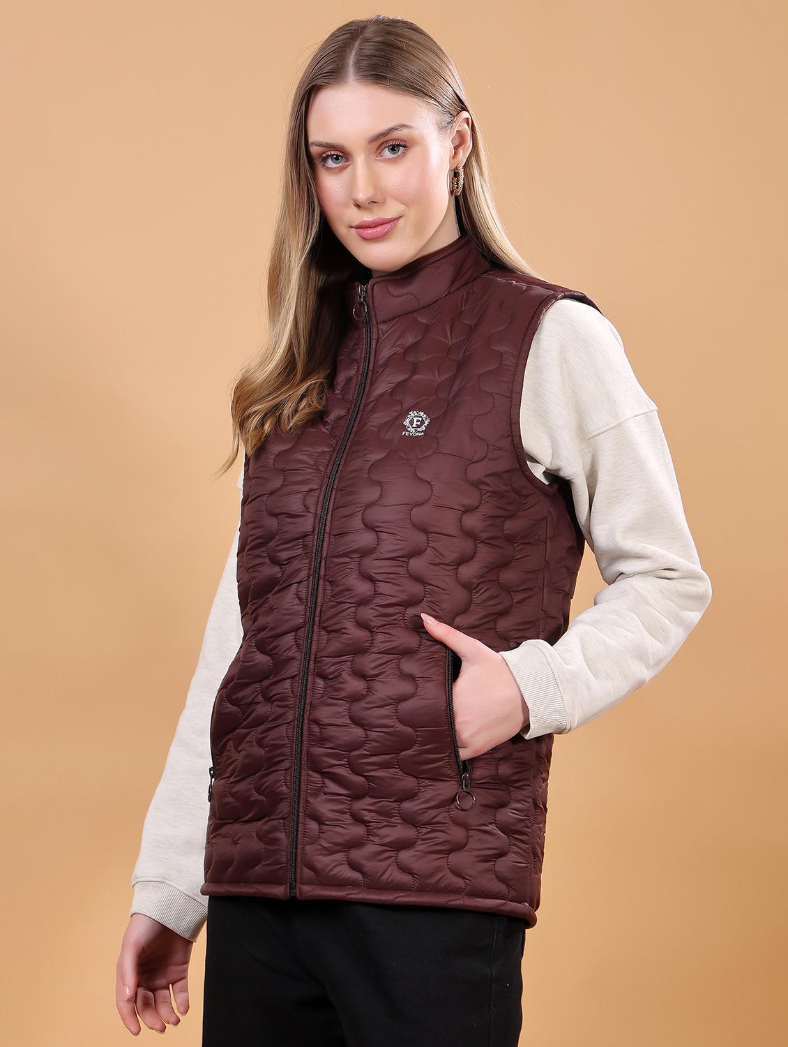 women sleeveless solid quilted jacket - 21710984 - Standard Image - 1