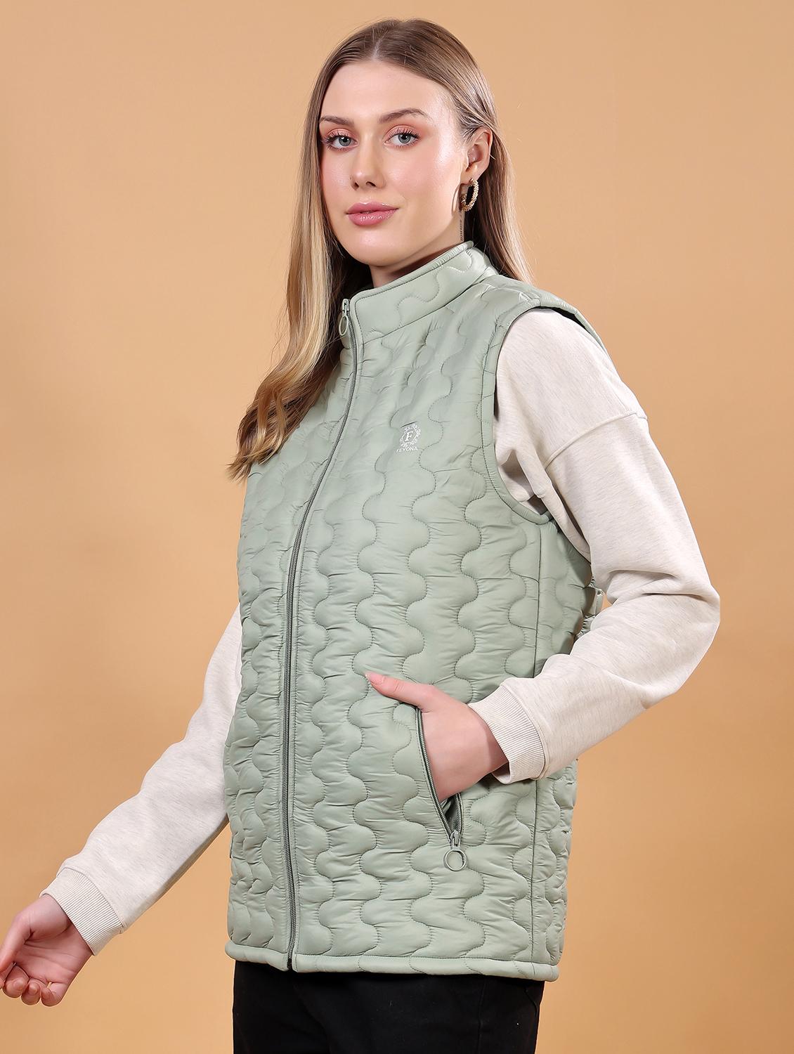 women sleeveless solid quilted jacket - 21710986 - Standard Image - 1