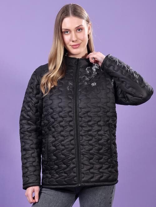 women long sleeves solid quilted jacket - 21710987 - Standard Image - 0