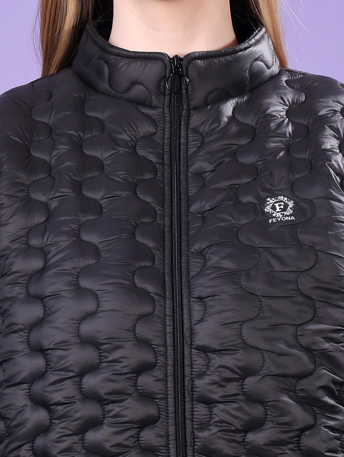 women long sleeves solid quilted jacket - 21710987 - Standard Image - 4