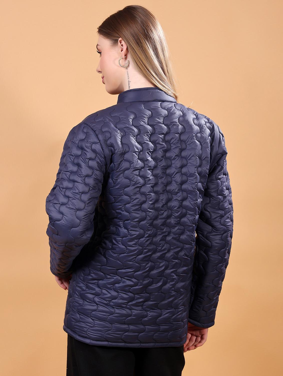 women long sleeves solid quilted jacket - 21710988 - Standard Image - 4