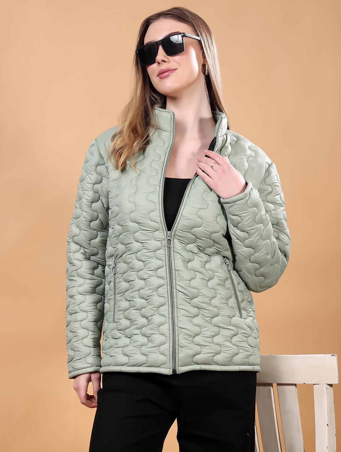 women long sleeves solid quilted jacket - 21710989 -  Standard Image - 1