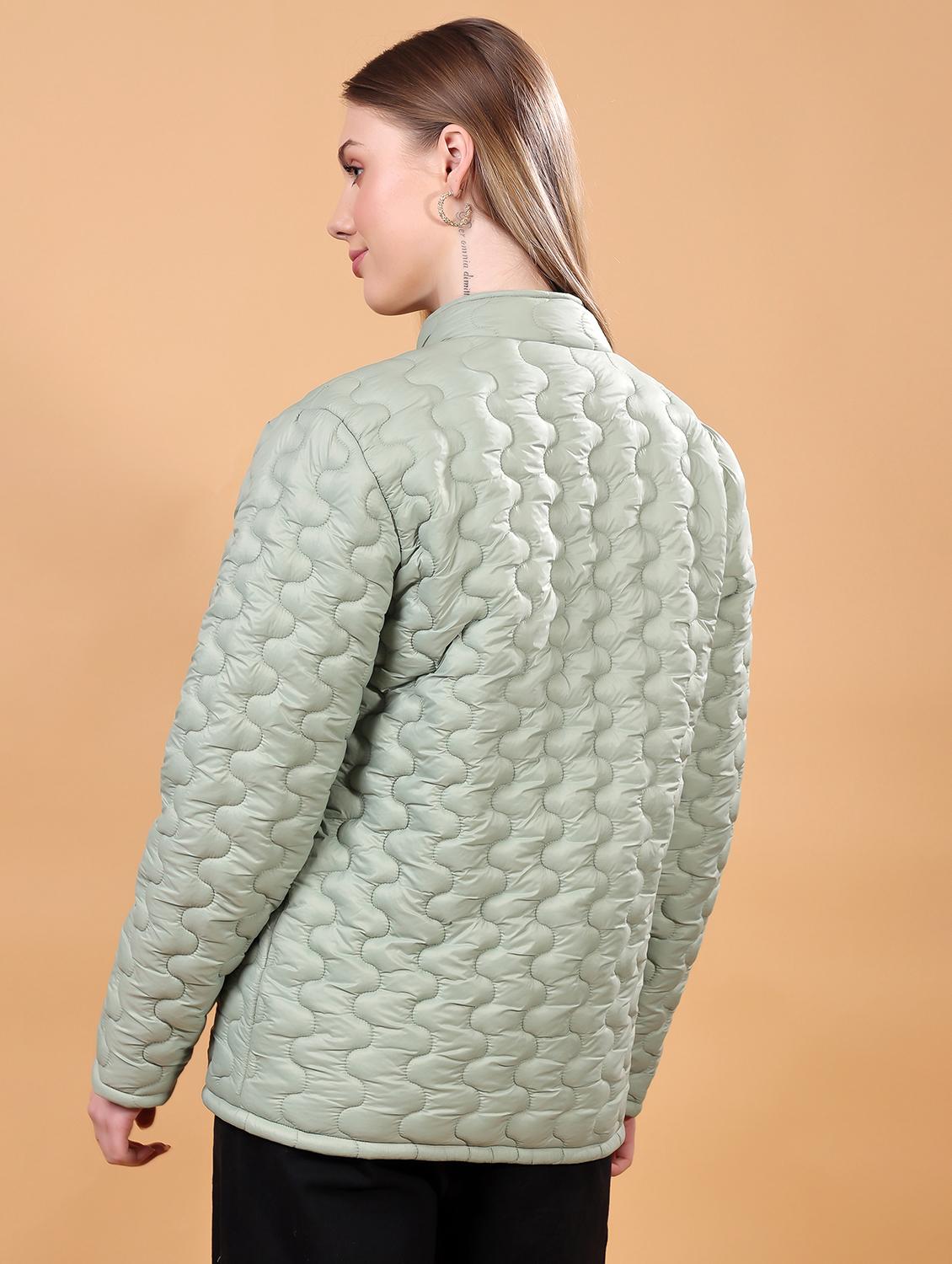 women long sleeves solid quilted jacket - 21710989 - Standard Image - 4