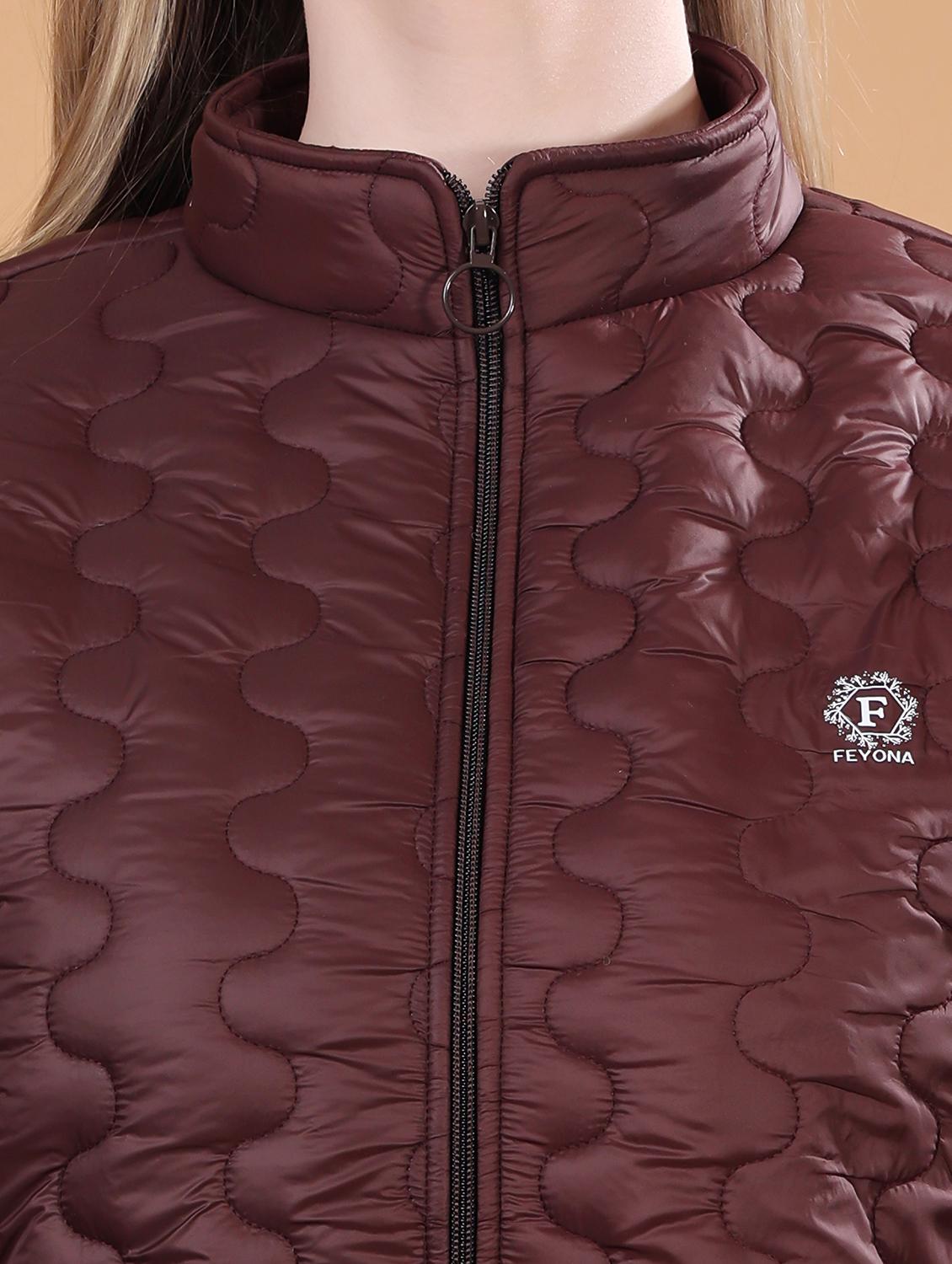 women long sleeves solid quilted jacket - 21710990 - Standard Image - 4