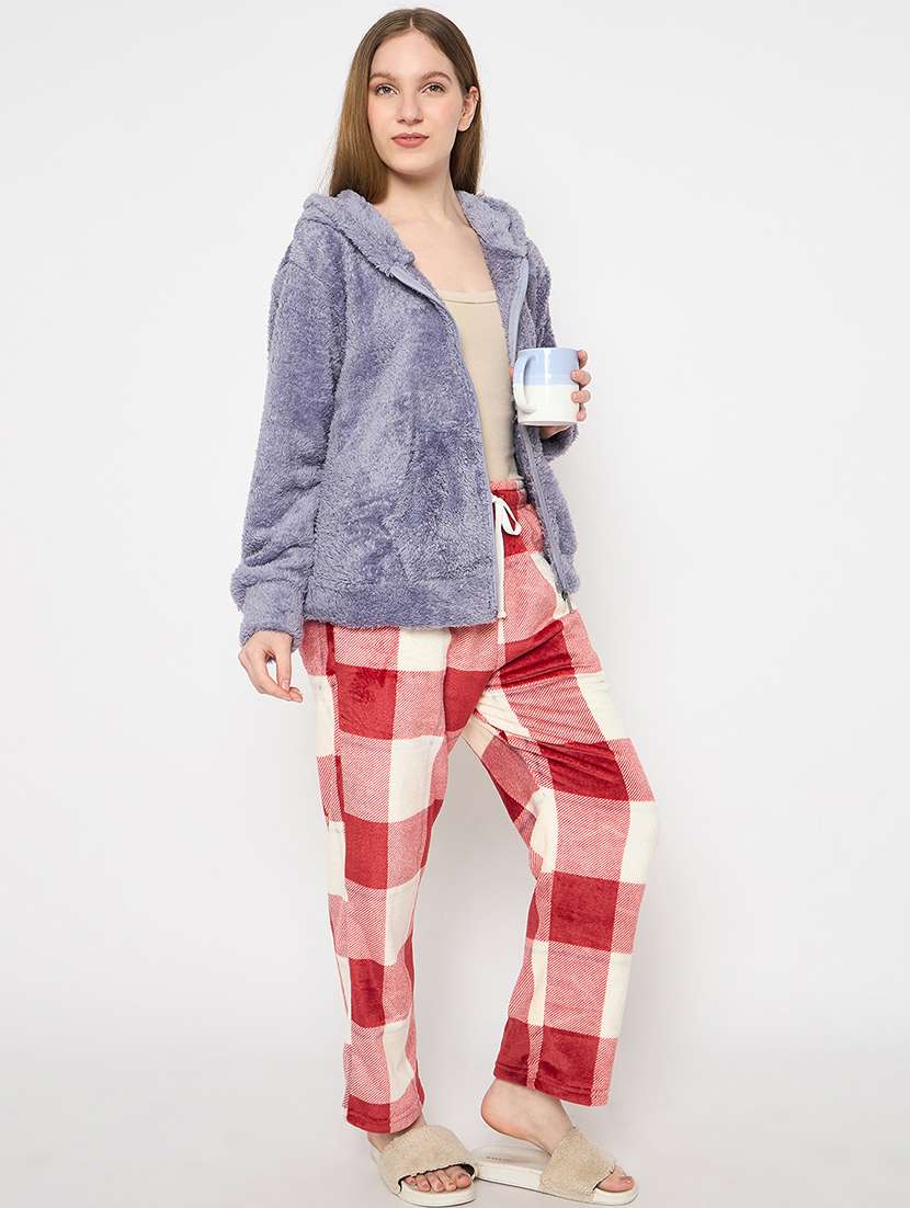 women checkered mid rise pyjama - 21711024 - Standard Image - 4