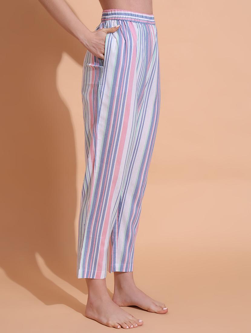 women striped nightwear pyjama set - 21711026 - Standard Image - 4