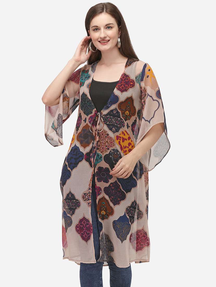 women multi color printed regular shrug