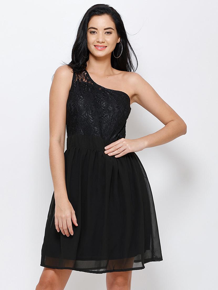 women lace detailed single shoulder a-line dress - 21711092 - Zoom Image - 0