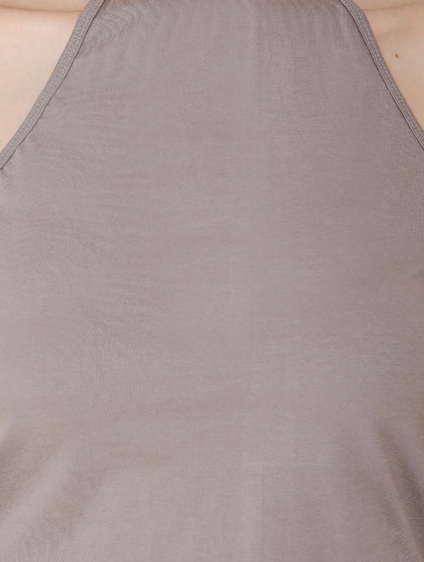 women solid halter neck sleeveless crop top - 21711134 - Standard Image - 4