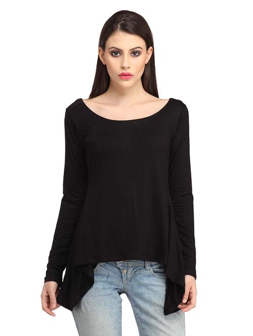 women solid round neck asymmetric top - 21711171 -  Standard Image - 0