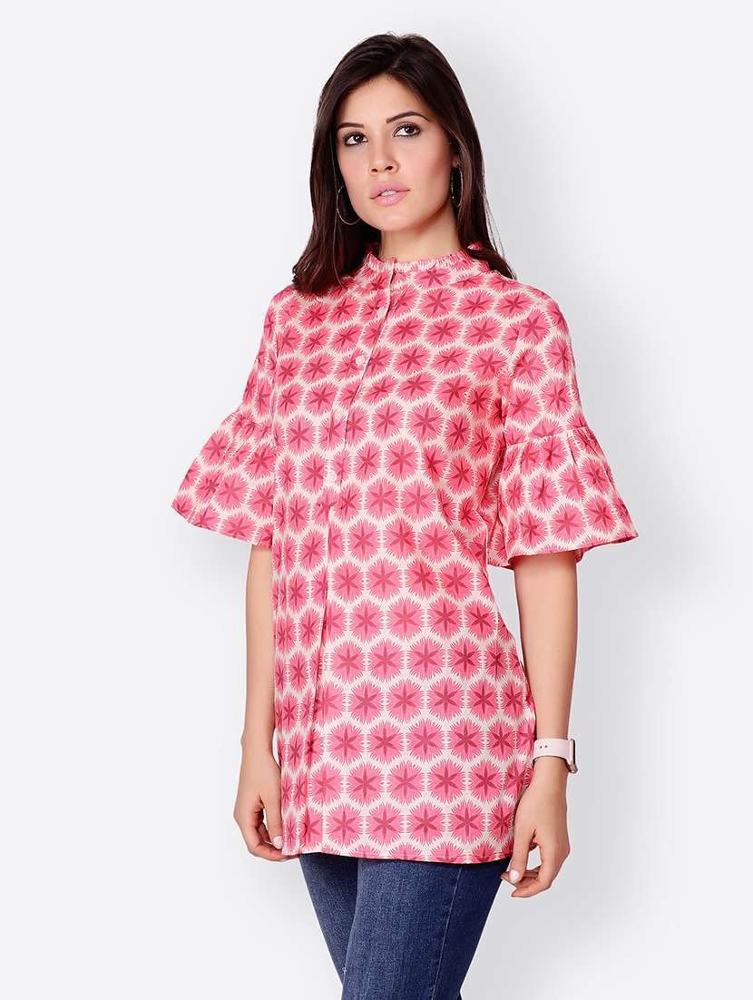 women pink printed a-line regular tunic - 21711218 -  Standard Image - 1