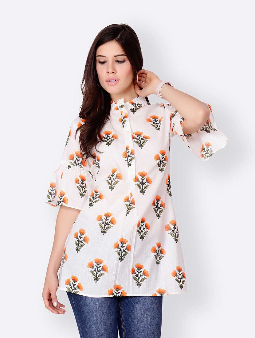 women white floral a-line regular tunic