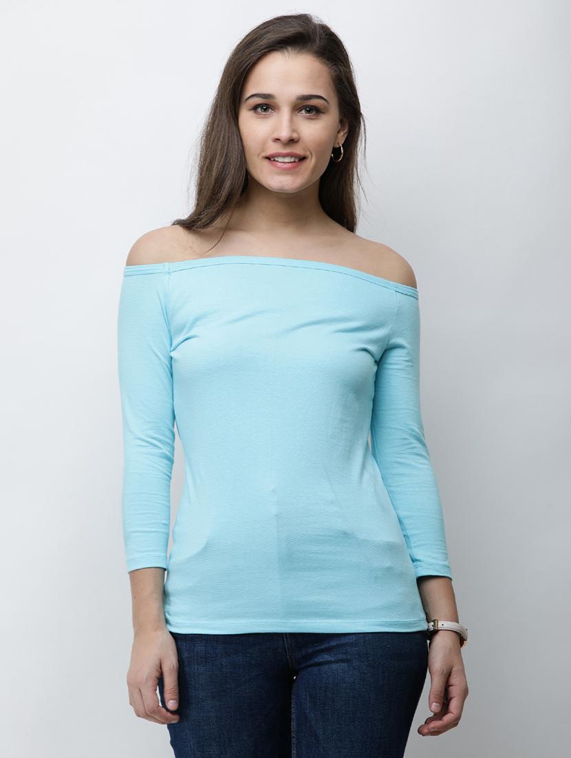 women solid off shoulder long sleeves top - 21711247 -  Zoom Image - 0