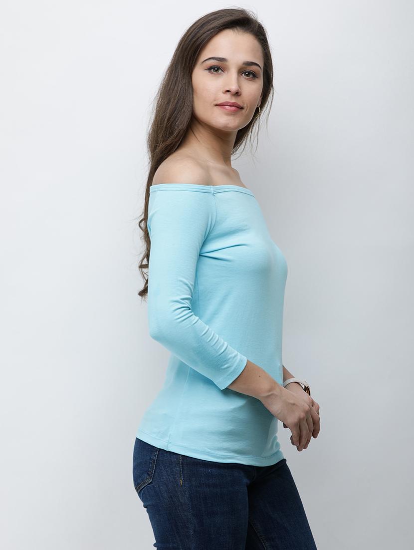 women solid off shoulder long sleeves top - 21711247 -  Standard Image - 1