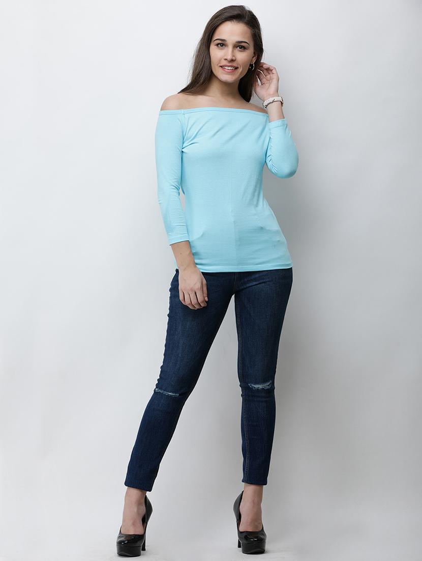 women solid off shoulder long sleeves top - 21711247 - Standard Image - 4