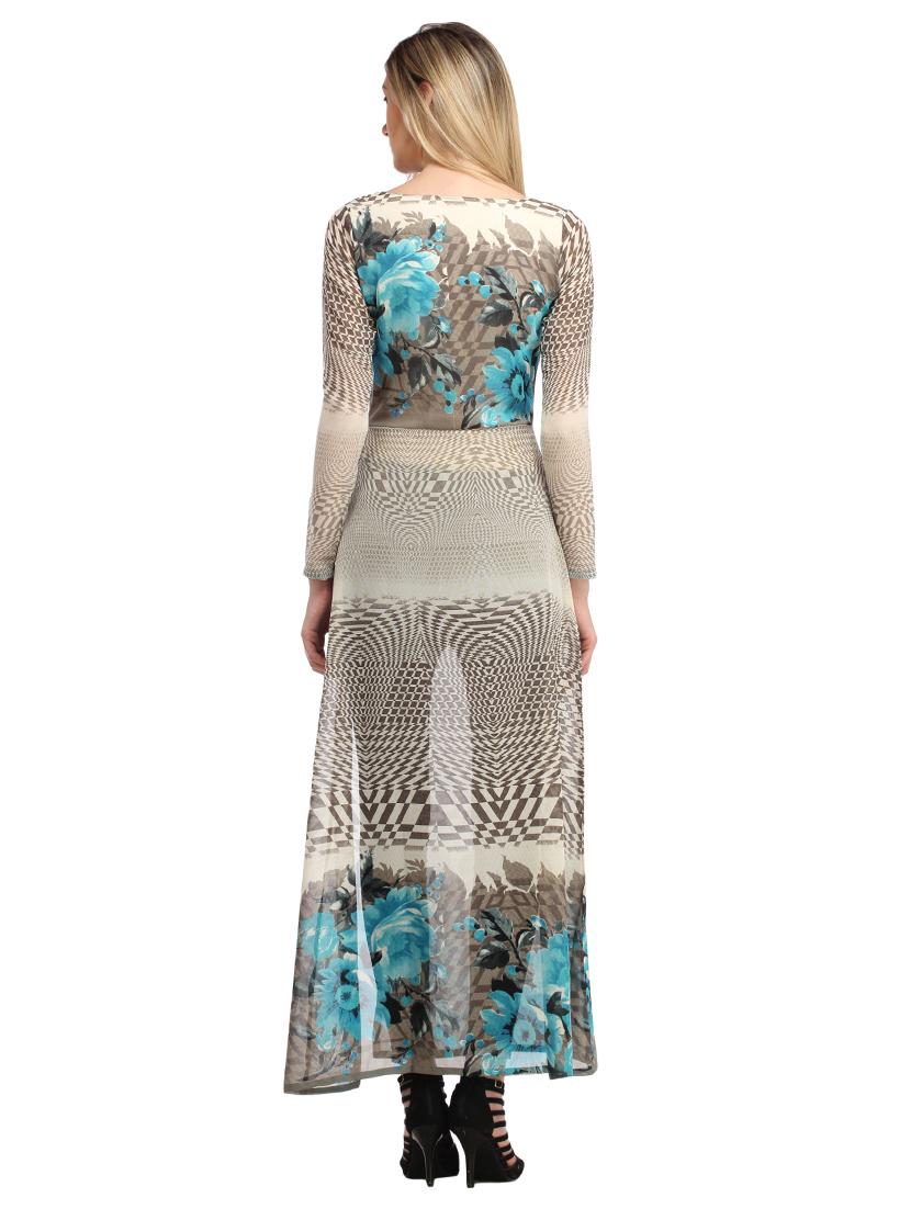 women printed long sleeve front slit long tunic - 21711274 - Standard Image - 4