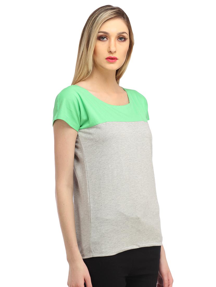 women color blocked round neck regular top - 21711283 - Standard Image - 1