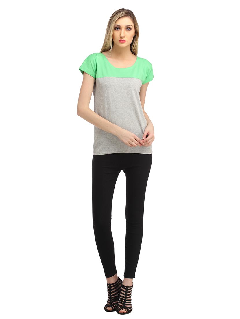 women color blocked round neck regular top - 21711283 - Standard Image - 4